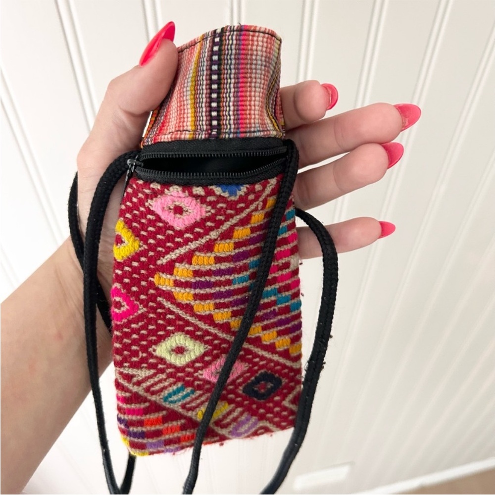 Woven Colorful Geometric Patterned Pouch